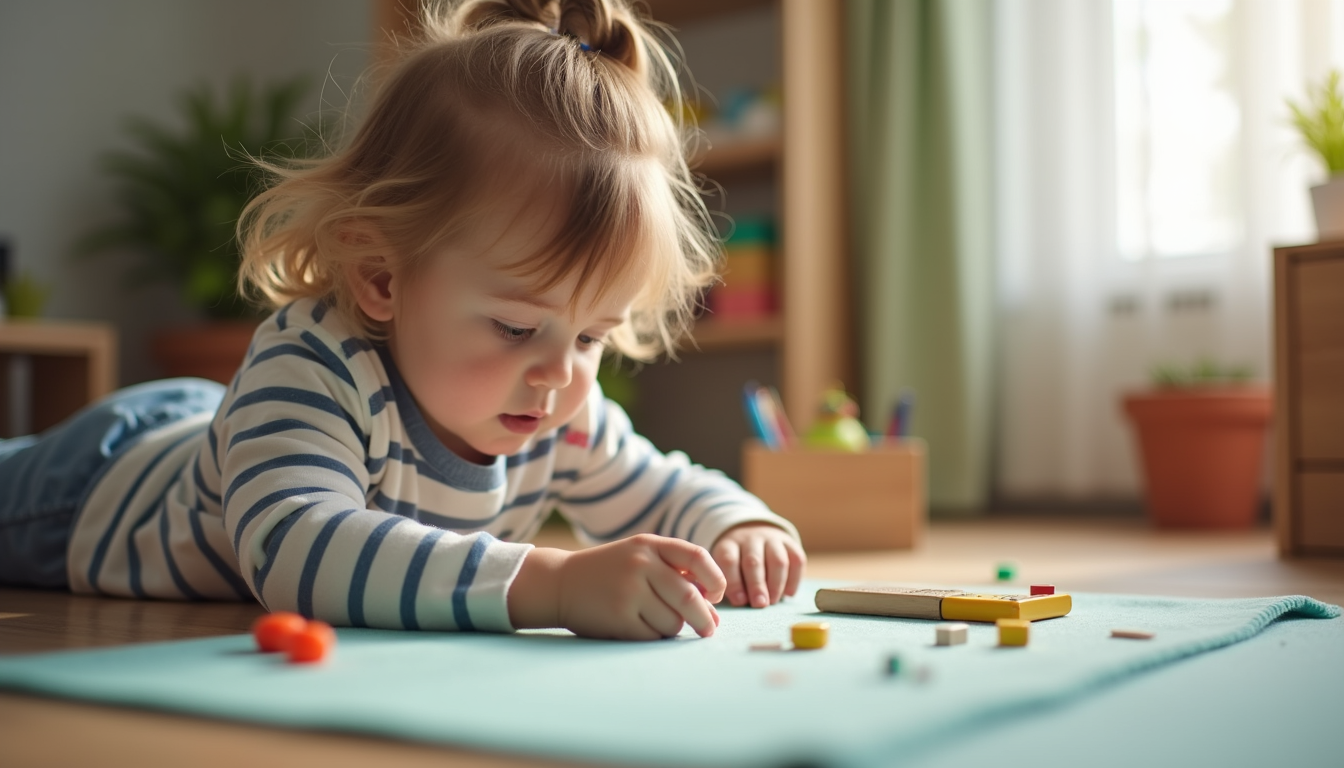 Eye-level view of a child engaging in occupational therapy activities